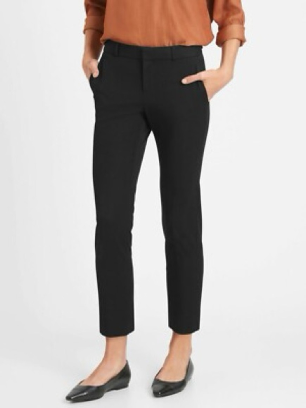 Banana Republic Avery Straight-Fit Wool Blend Ankle Pant |Black | Size 4R